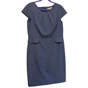 Alex Marie Straight Dress Cap Sleeve Light Black White Stripe Women's Size 14